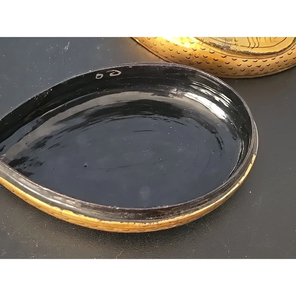 Pair of‎ Burmese Gold Gilt Lacquerware Ducks Trinket Boxes